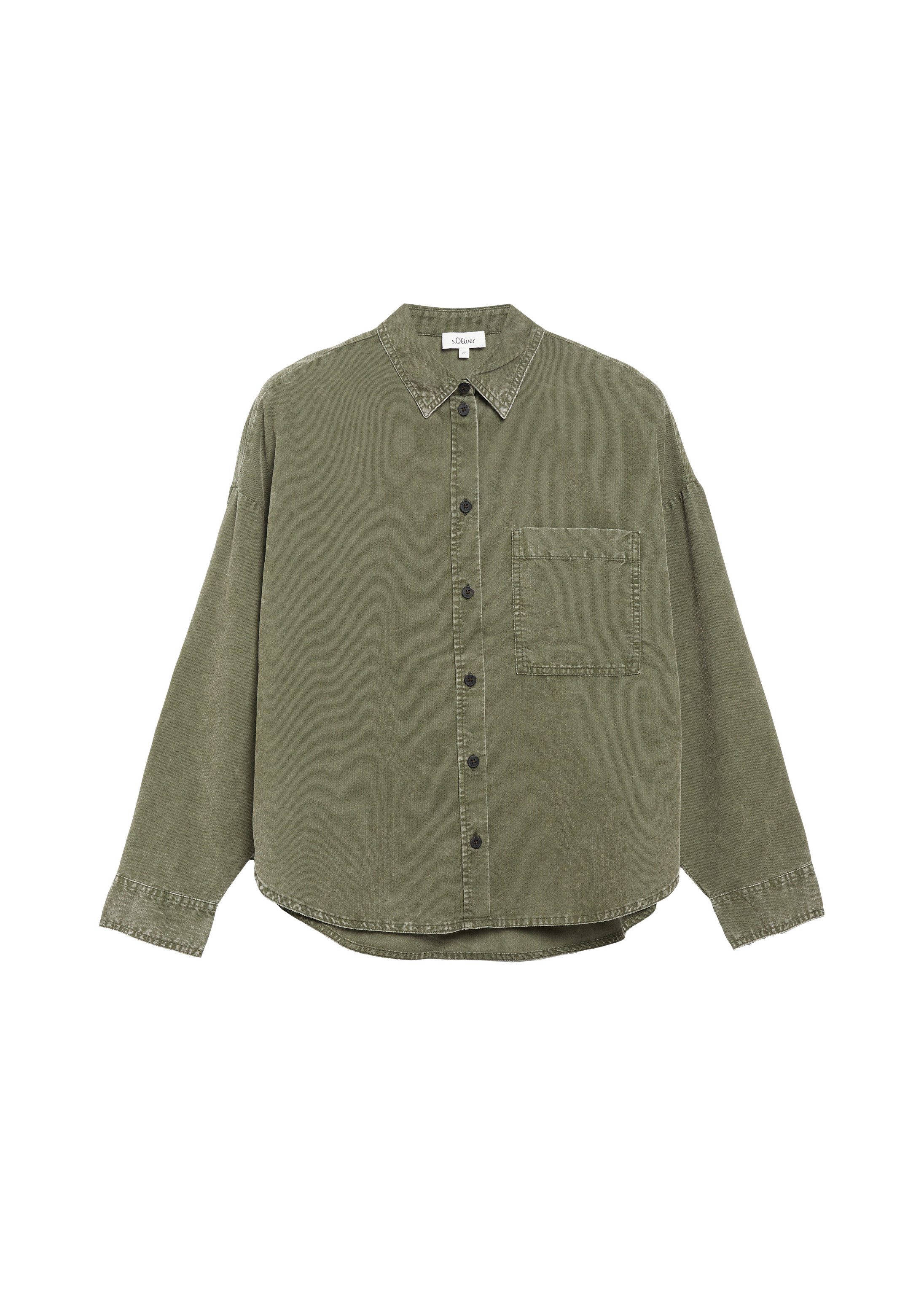 s.Oliver Langarmhemd Bluse Weiche Cordbluse in Oversize