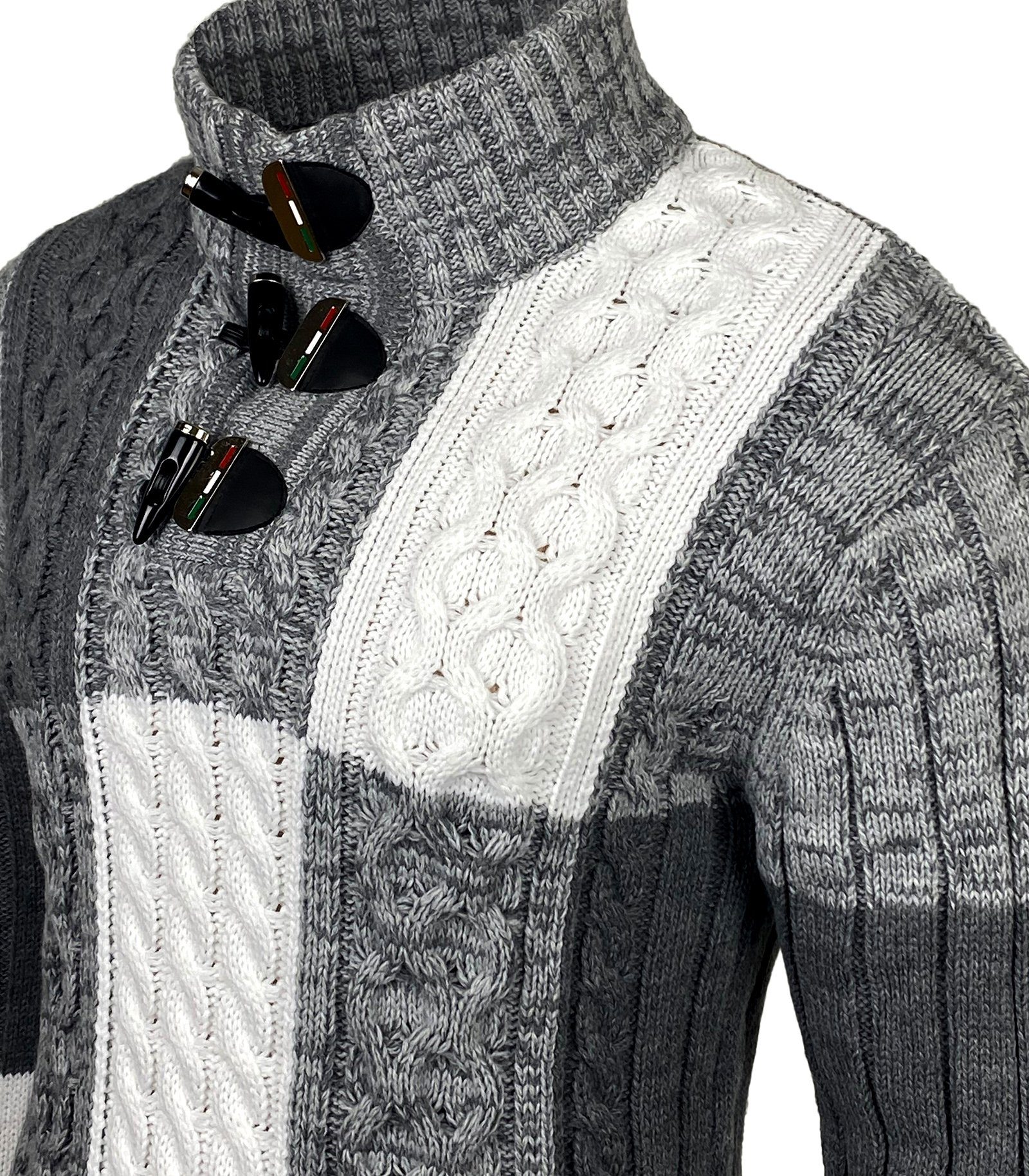 Baxboy Strickpullover Baxboy Herren Grobstrick Pullover Stehkragen Pulli B-51112