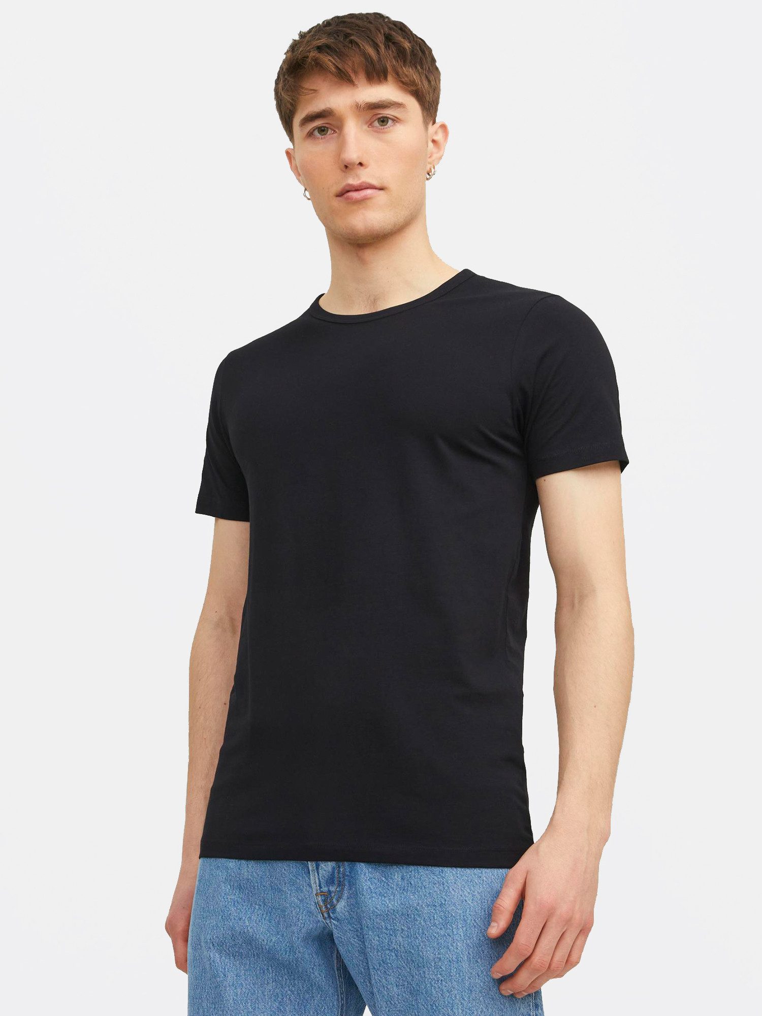 Jack & Jones T-Shirt Basic O-Neck (3-tlg., 3er Pack) etwas länger geschnitten, nicht zu kurz
