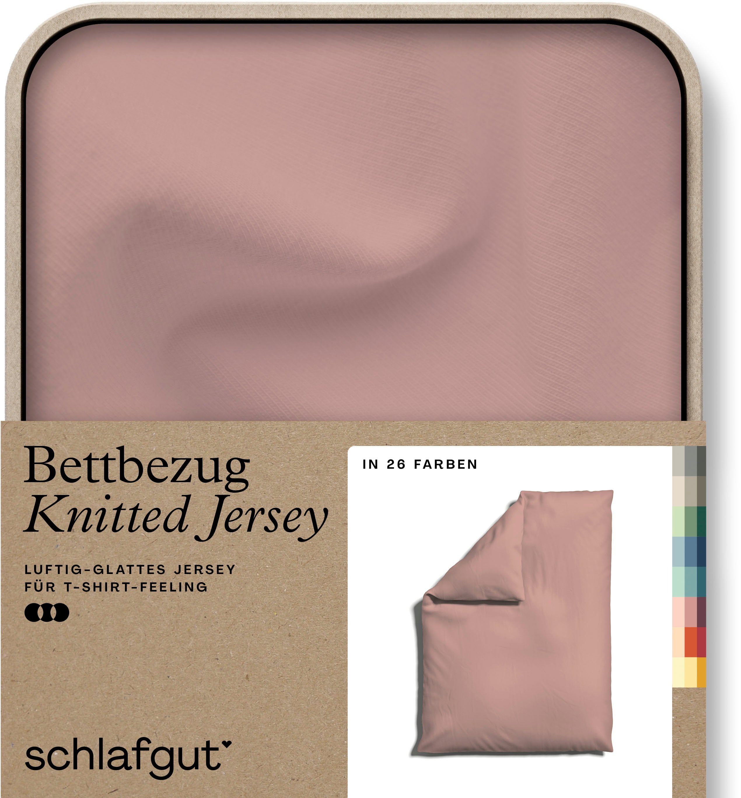Schlafgut Bettbezug KNITTED JERSEY Bio-Baumwolle mit Elasthan, 170 g/m², Reißverschluss, (1 St), unifarbene Mix & Match Bettwäsche: passender Kissenbezug erhältlich