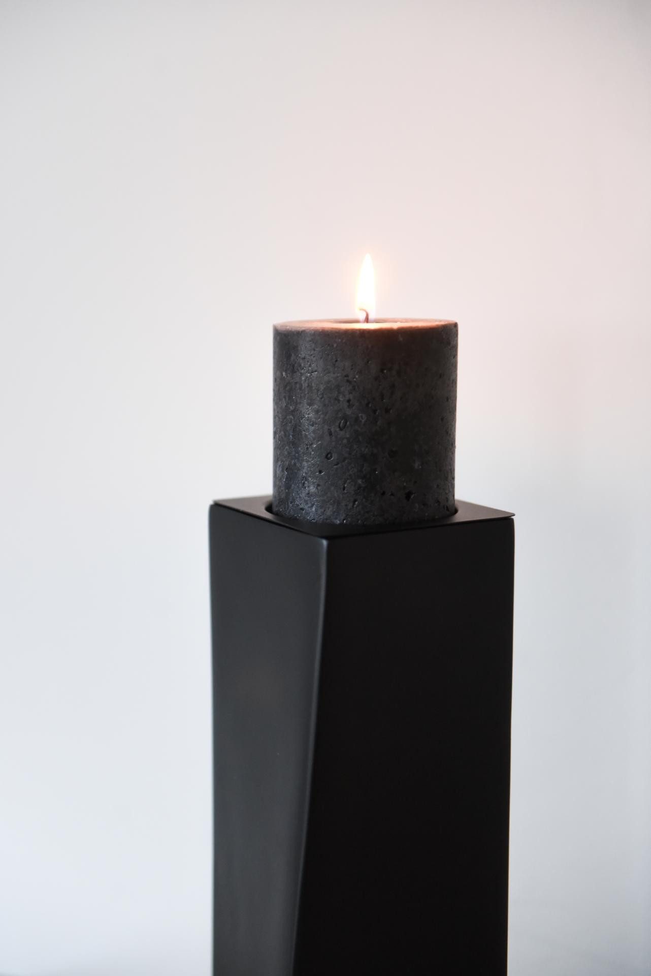VIVANNO Bodenvase Kerzenständer Standkerzenhalter Fiberglas Schwarz Matt HYDRON - – Bild 4 von 5