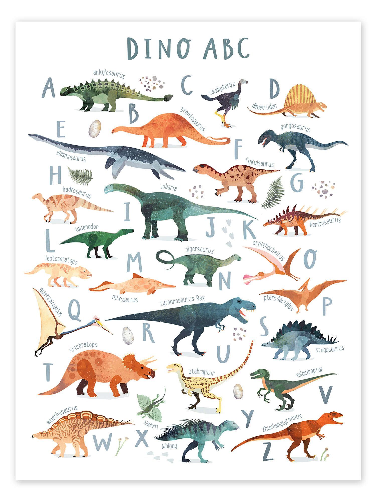 Posterlounge Poster Victoria Borges, Fröhliches Dinosaurier günstig online kaufen