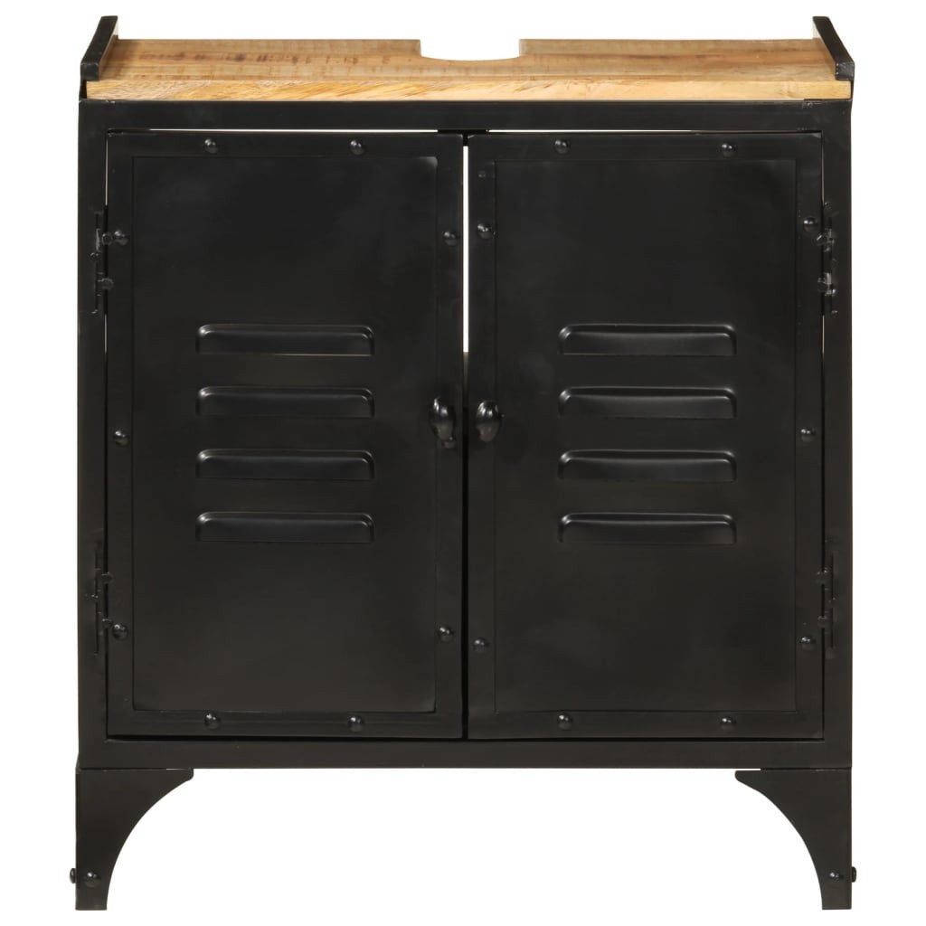 vidaXL Waschbeckenunterschrank Waschbeckenschrank 55x35x60 cm Eisen und Massivholz Mango