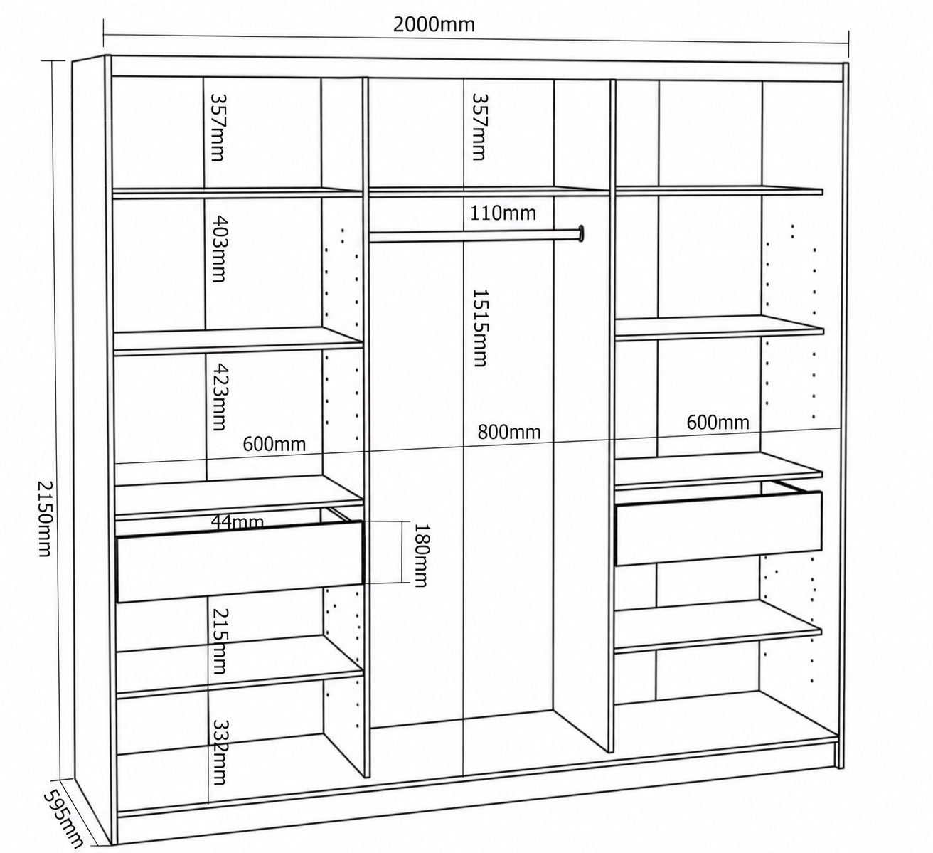 A&J MöbelLand GmbH Schiebetürenschrank TOP Moderner 3-türiger Kleiderschrank mit Spiegel (TOP ANGEBOT! Geräumiger Schrank mit einer Breite von 200 cm ideal zur  – Bild 4 von 5