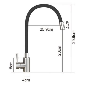 Nettlife Küchenarmatur Hochdruck Ausziehbar Küche 360° Schwenkbar Spültischarmatur (Mischbatterie)