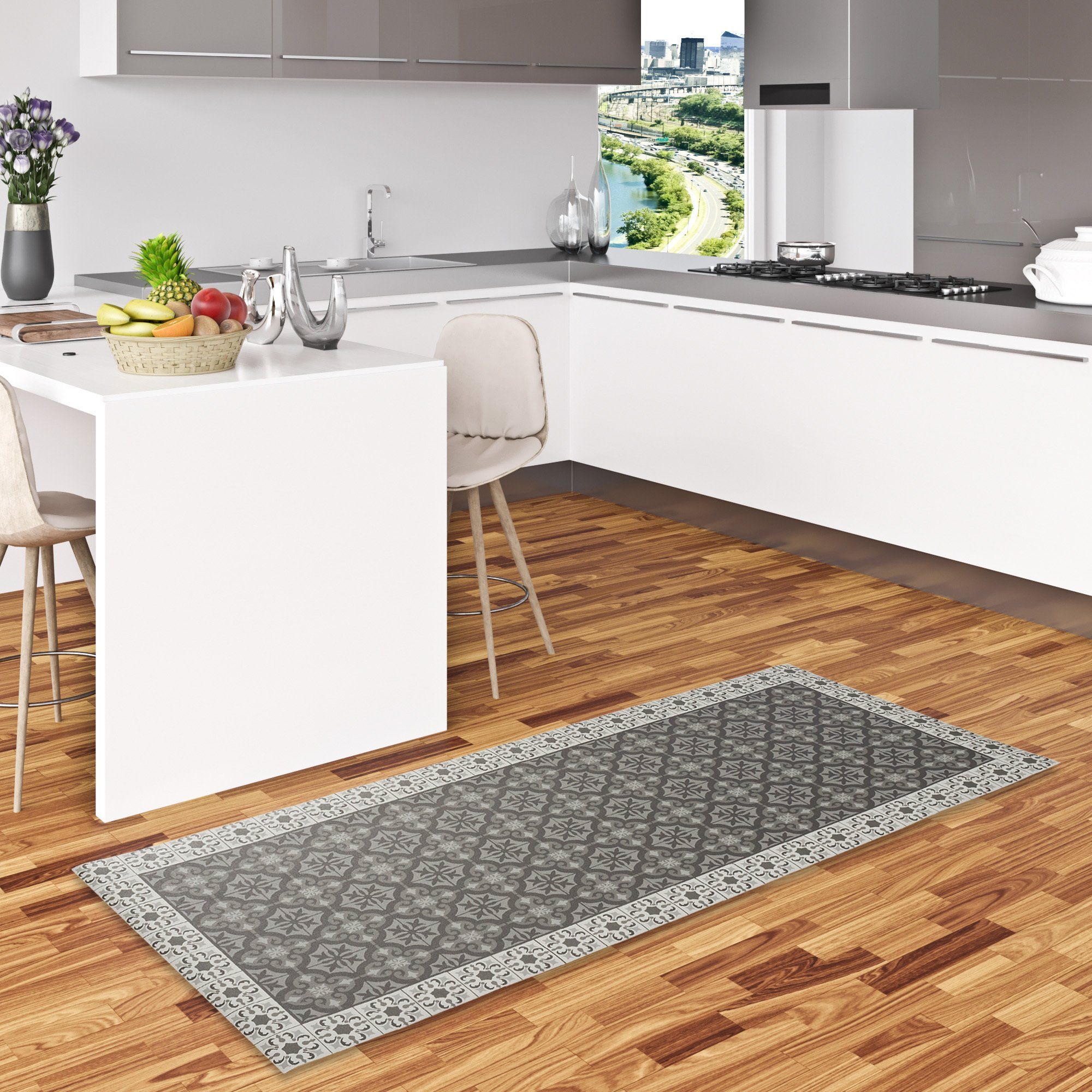 Pergamon Küchenläufer Vinyl Teppich Küchenläufer Evora Fliesenoptik, Rechte günstig online kaufen