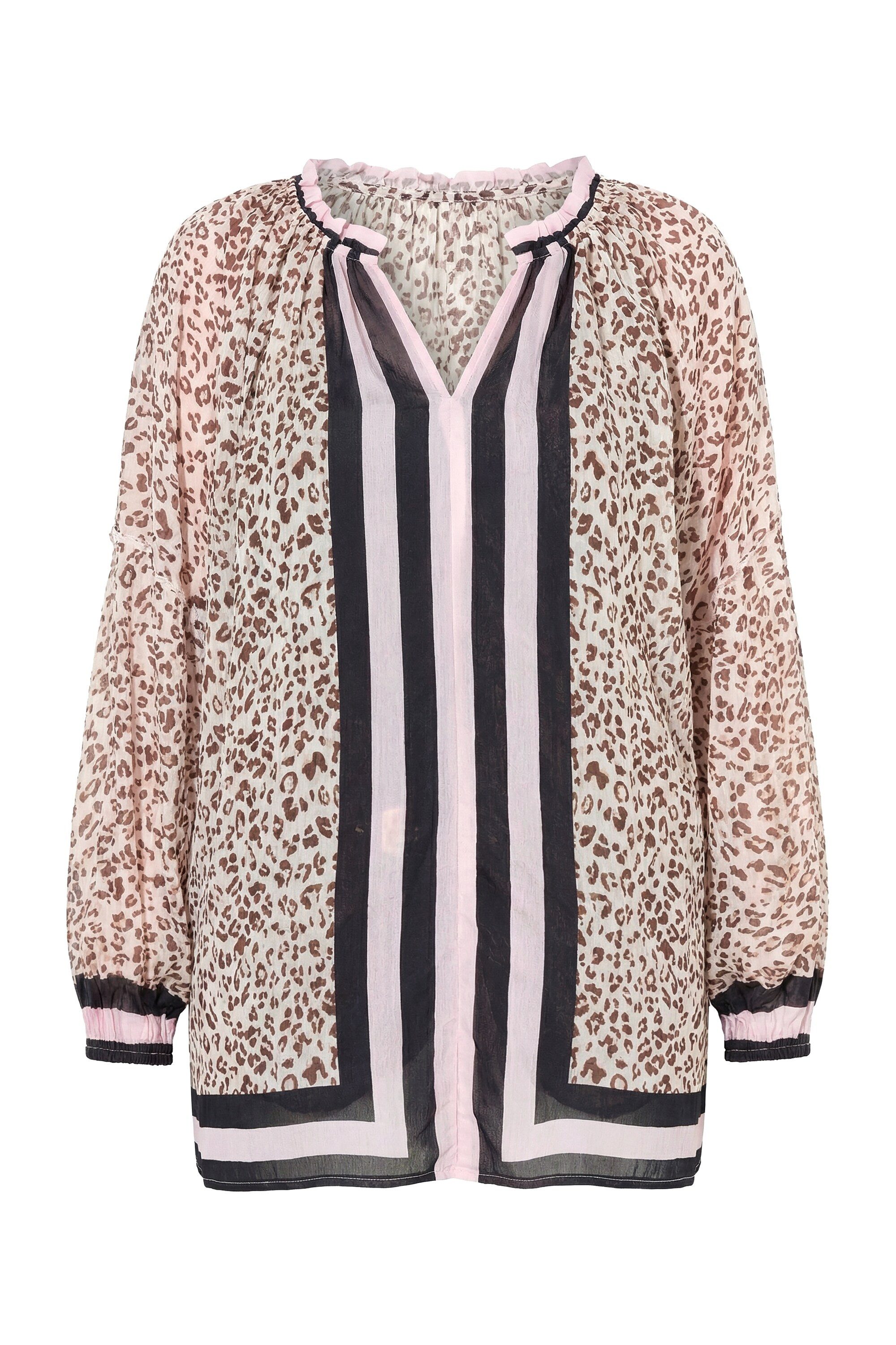 MIAMODA Longbluse Bluse Loose Fit Streifen/Leo Schlupfform günstig online kaufen