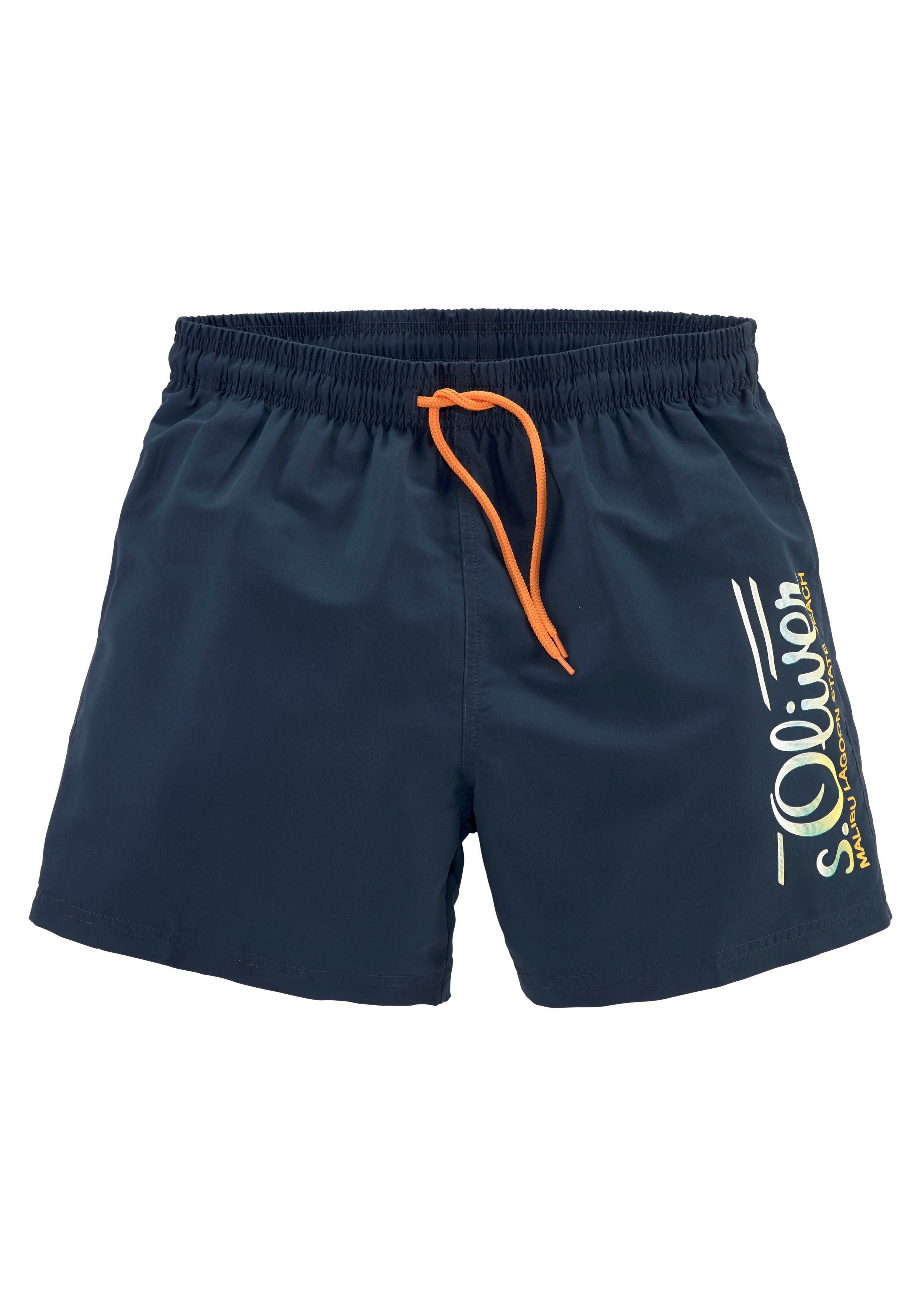 s.Oliver Badeshorts mit Logodruck und kontrastfarbenen Details – Bild 2 von 5
