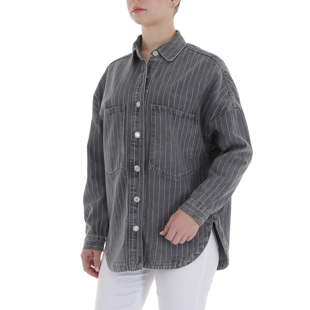 Ital-Design Jeansjacke Gestreiftes Damenhemd aus hochwertigem Material (895 günstig online kaufen