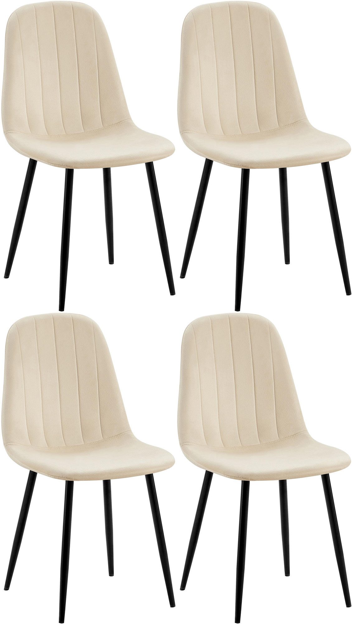 CLP Esszimmerstuhl Baxter (4er Set, 4 St), gesteppter Samt-Bezug günstig online kaufen