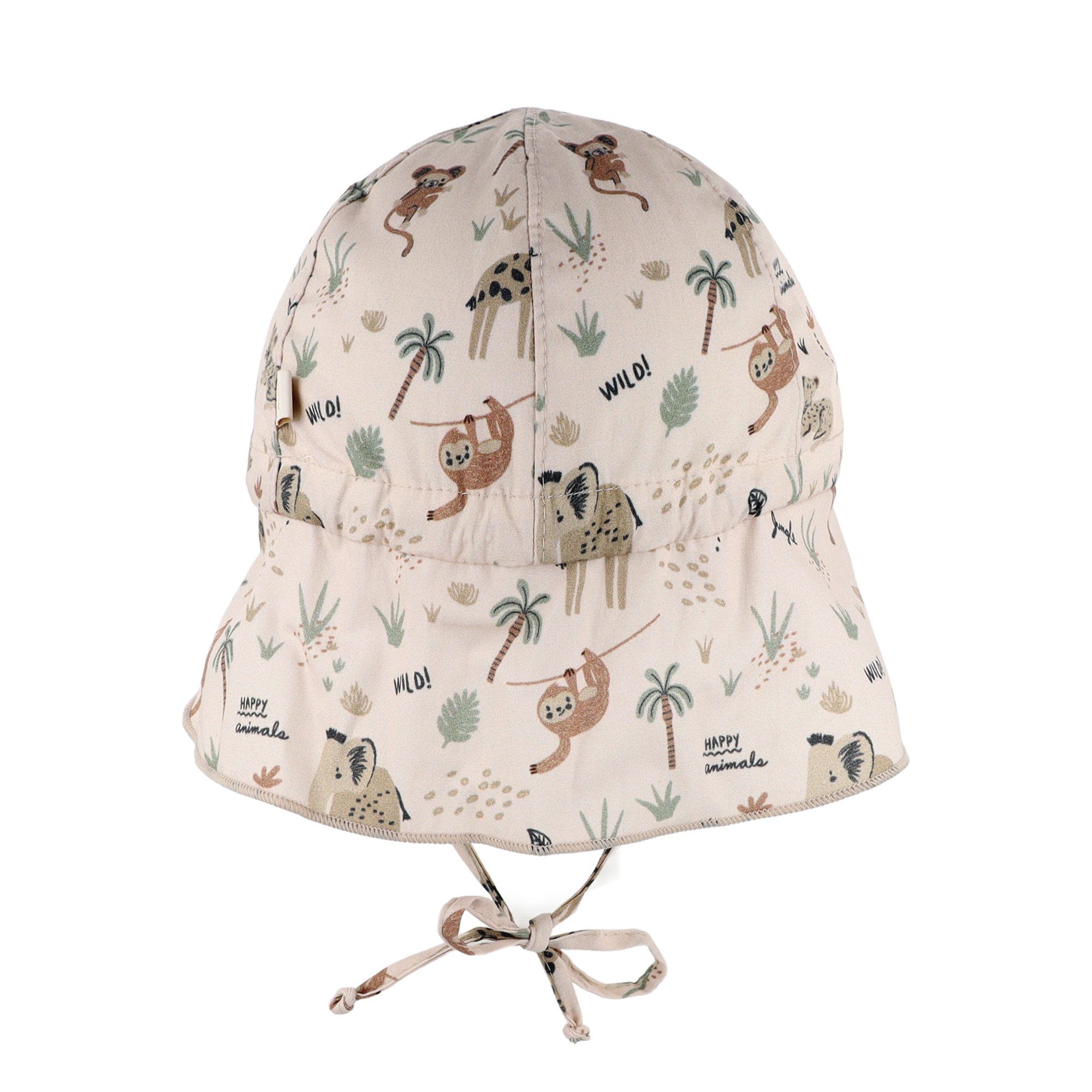 MAXIMO Schirmmütze (1-St) Beige, Dschungeltiere, Nackenschutz, Bindeband, Unisex