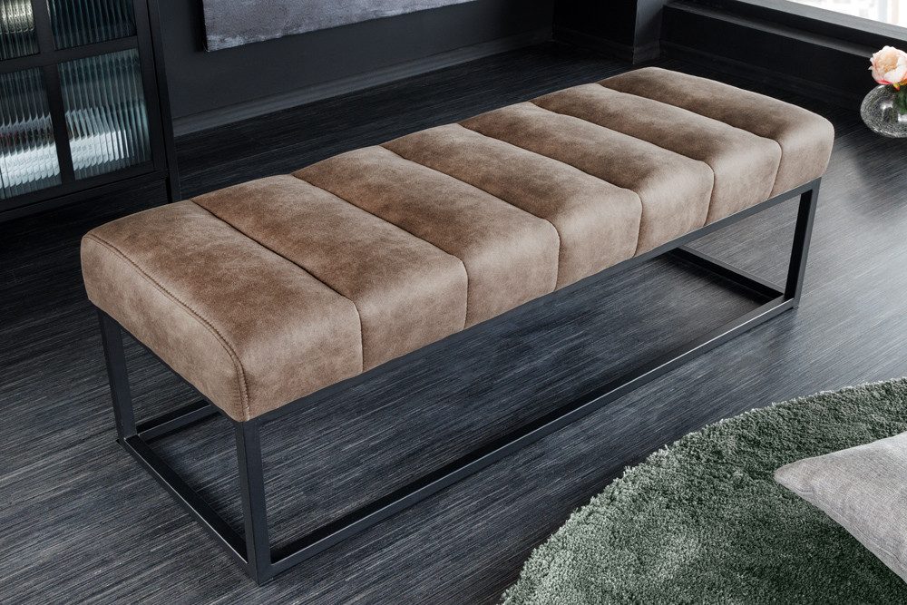 riess-ambiente Sitzbank PETIT BEAUTÉ 110cm vintage taupe / schwarz (Einzelartikel, 1-St), Flur · Microfaser · Metall · Schlafzimmer · Design