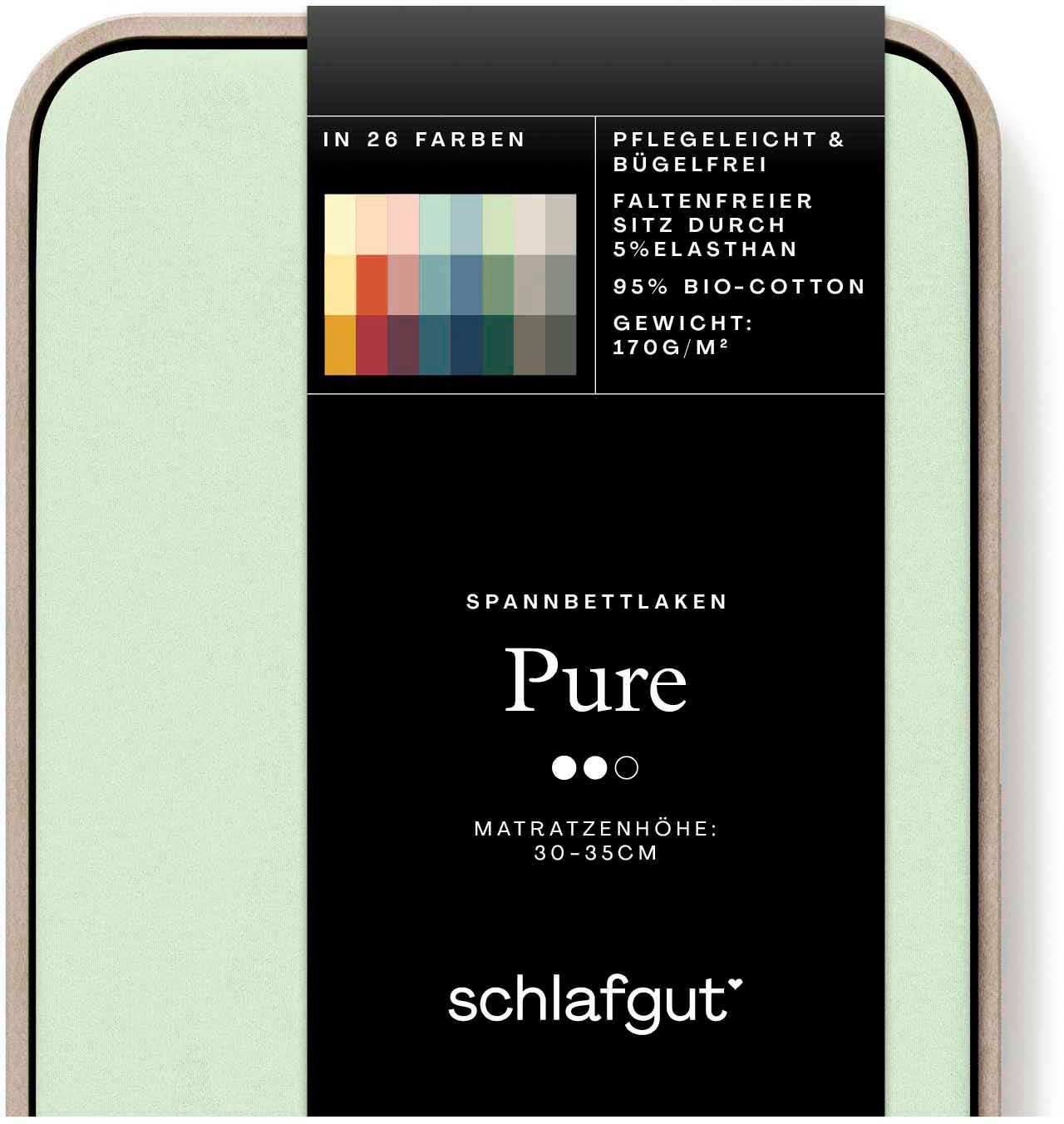 Schlafgut Spannbettlaken PURE Bio-Baumwolle mit Elasthan, 170 g/m², Bettlaken, Spannbetttuch, Jersey, Gummizug: rundum, (1 Stück), PREMIUM Laken für Matratzen b – Bild 4 von 5