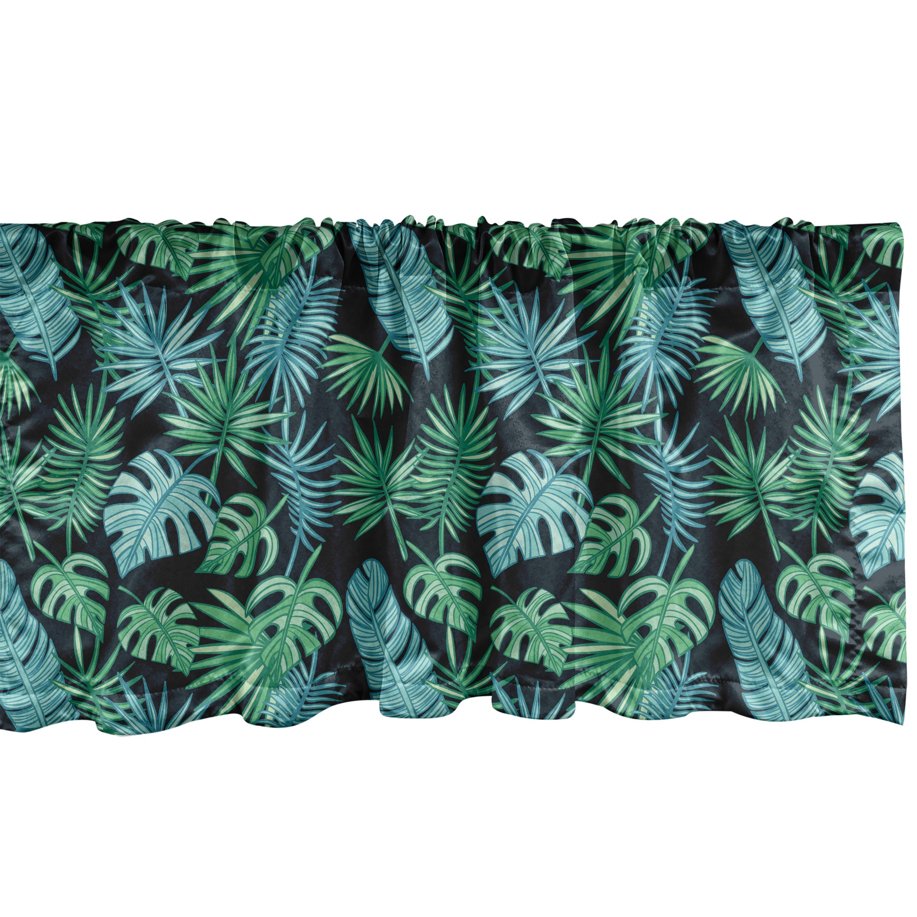 Scheibengardine Vorhang Volant für Küche Schlafzimmer Dekor mit Stangentasche, Abakuhaus, Microfaser, Tropisch Hawaii-Insel-Blätter