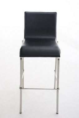TPFLiving Barhocker Avon (mit Rückenlehne und Fußstütze - Hocker für Theke & Küche), Tresenhocker Gestell Edelstahl - Sitzfläche: Kunstleder Schwarz