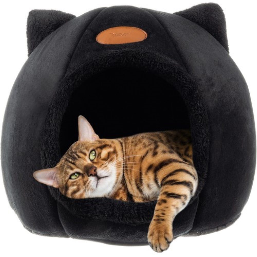 Purlov Katzenzelt Katzenbett Katzenhöhle mit Plüsch Kissen, Kratzfestes Material, leicht zu reinigen, wasserdichte Unterseite von Purlov