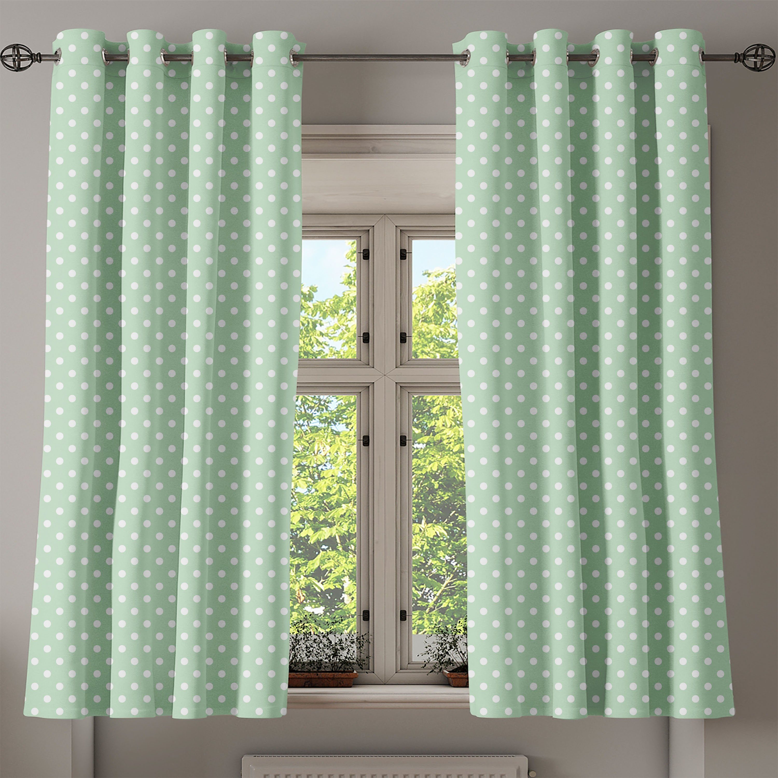 Weinlese-Frisch Dekorative Schlafzimmer Minze Gardine für 2-Panel-Fenstervorhänge Klassische Abakuhaus, Wohnzimmer,