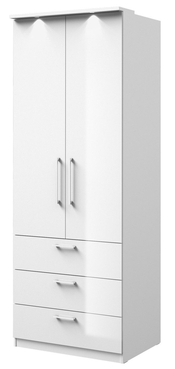Helvetia Drehtürenschrank Optima (Optima, 1-St., Kleiderschrank) 80x64x216cm weiß / weiß Hochglanz