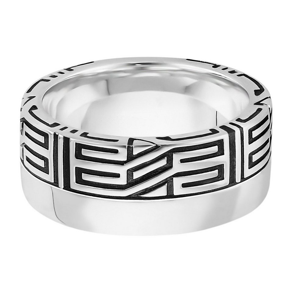 CAÏ Fingerring 925/- Sterling Silber rhodiniert Ornament, Ring mit  Mäander-Ornament