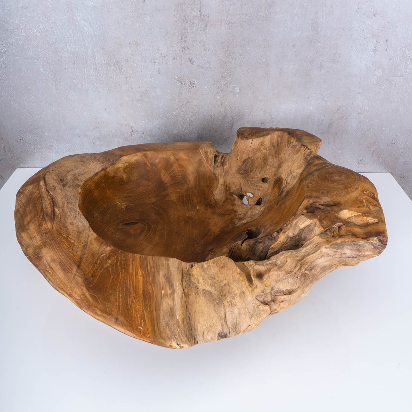 Levandeo® Dekoschale, Schüssel Schale Teakholz 50cm Teak Massiv Holz Obstschale Holzschale