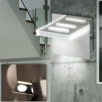 etc-shop LED Wandleuchte, LED-Leuchtmittel fest verbaut, Warmweiß, 2er Set LED Wand Lampe Gästezimmer Küchen Chrom Beleuchtung 1-flammig