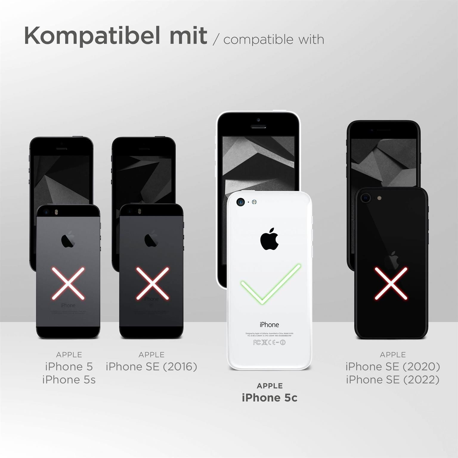moex Handyhülle für iPhone 5c Hülle Klappbar Book Case Blau 4 Zoll, Klapphülle Kartenfach Flip Cover Handytasche Leder Optik Schutzhülle