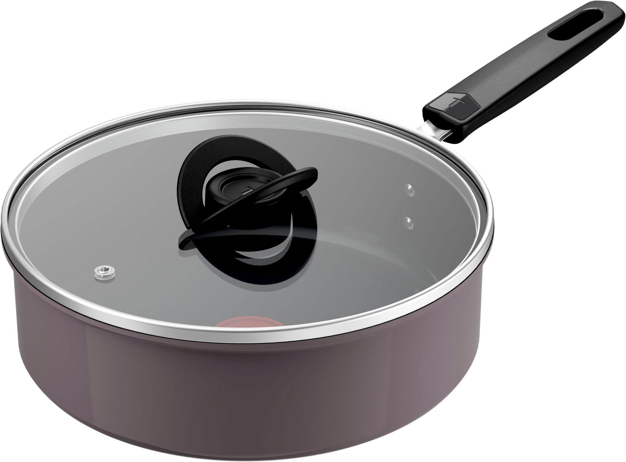 Tefal Schmorpfanne Ceramic Control Grey, Aluminium (1 Schmorpfanne 24 cm inkl. Glasdeckel), Keramikbeschichtung, Induktion, Thermo-Signal Temperaturanzeiger