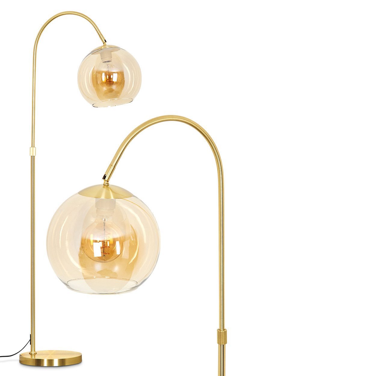 hofstein Stehlampe Stehlampe aus Metall/Glas in Messing/Bernstein, ohne Leu günstig online kaufen