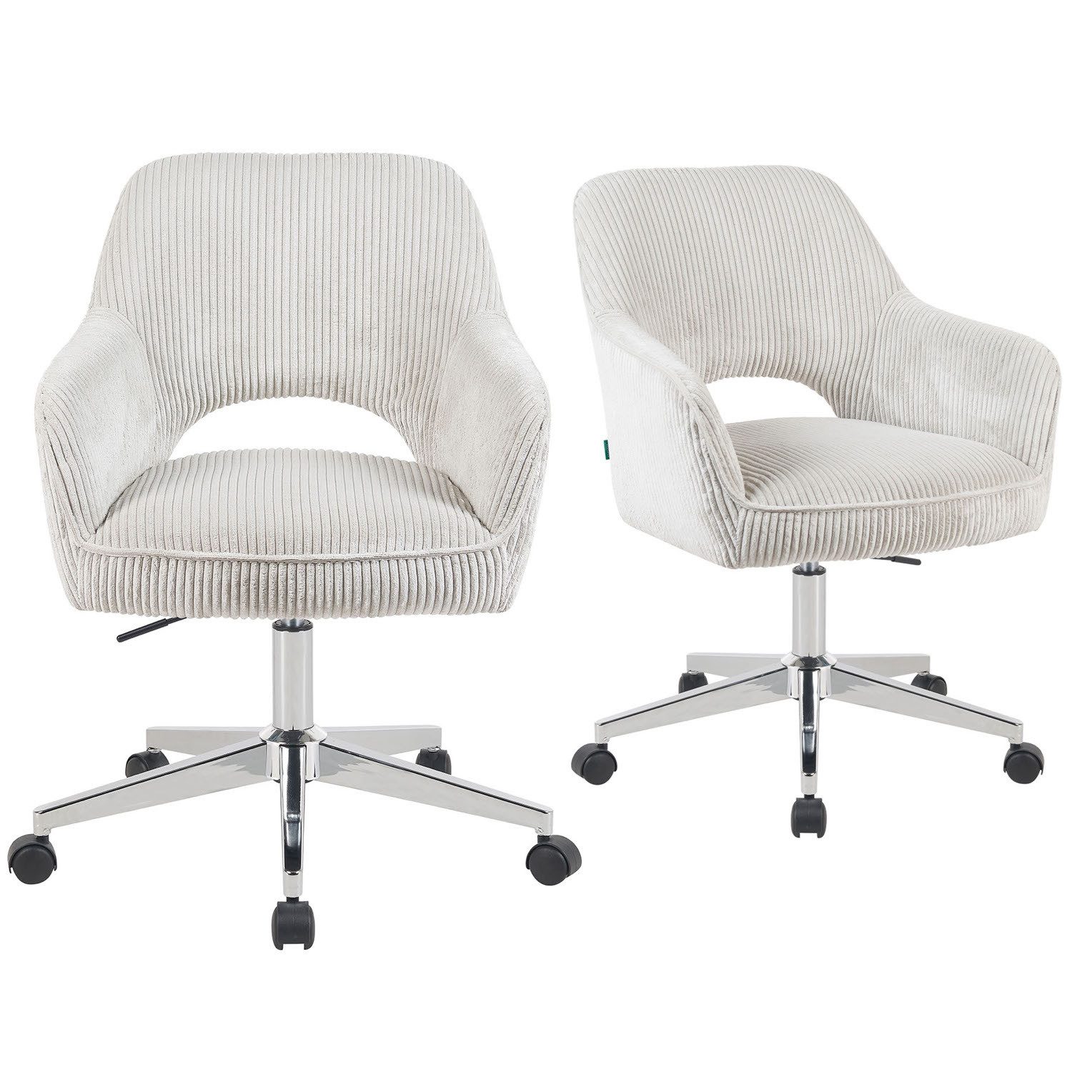 DUBI Möbel Bürostuhl Mika-Ilvy, Federkern, 360° drehbar, höhenverstellbar mit 5 Rollen im 2er-Set