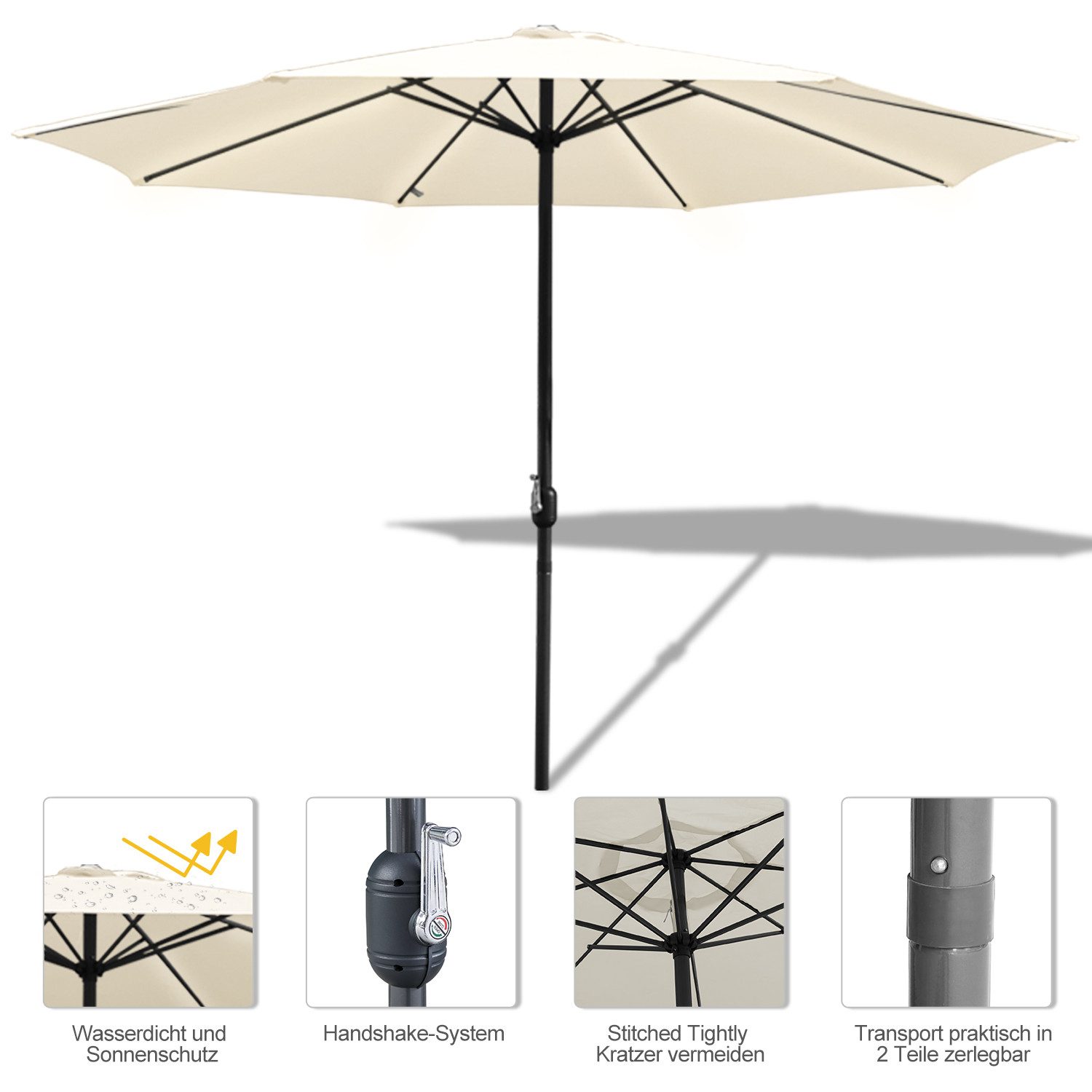 Clanmacy Sonnenschirm 3m/3.5m Sonnenschirm Gartenschirm UV40+ günstig online kaufen