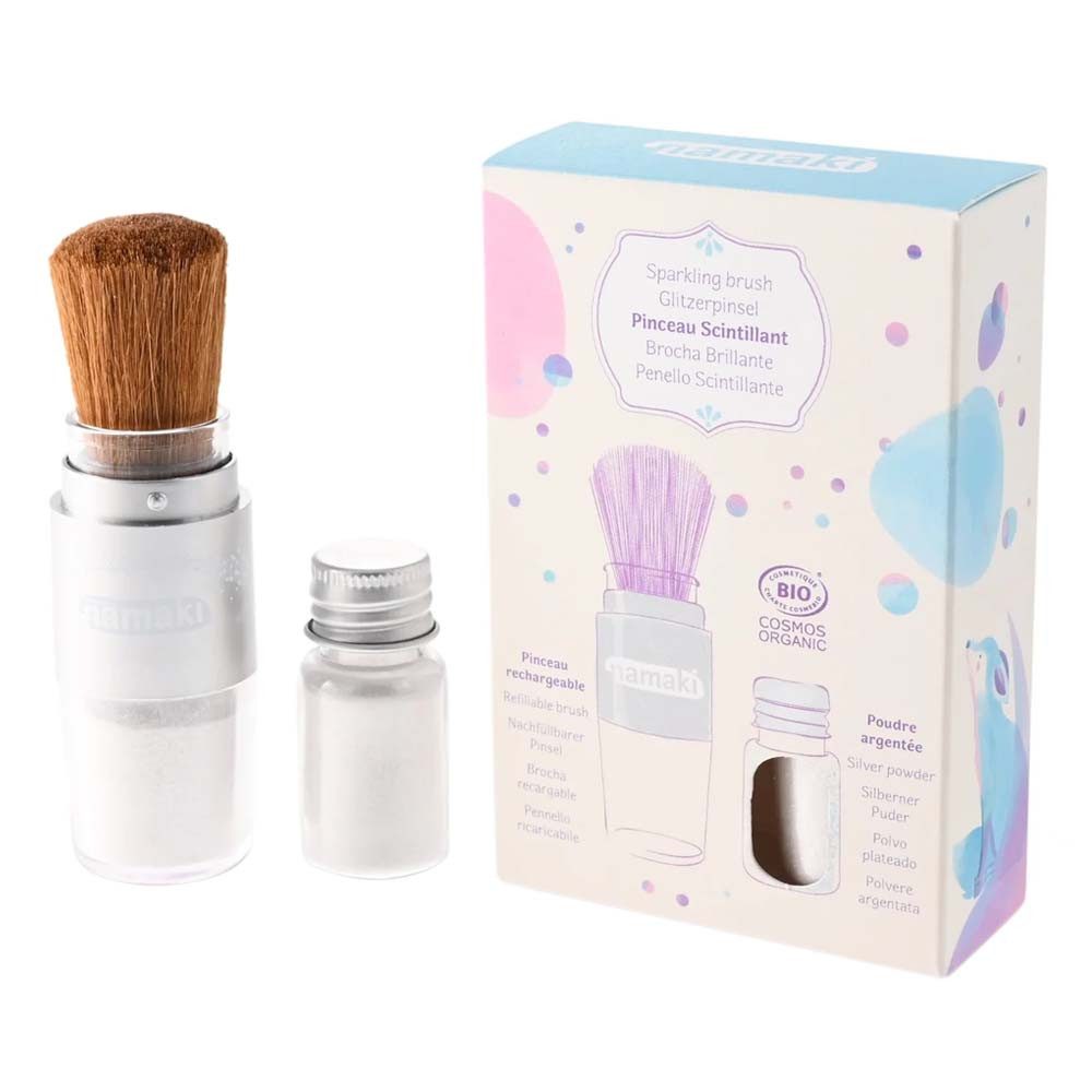 Namaki Streuglitzer Glitzerpuder - Silber Pinsel + refill 4g