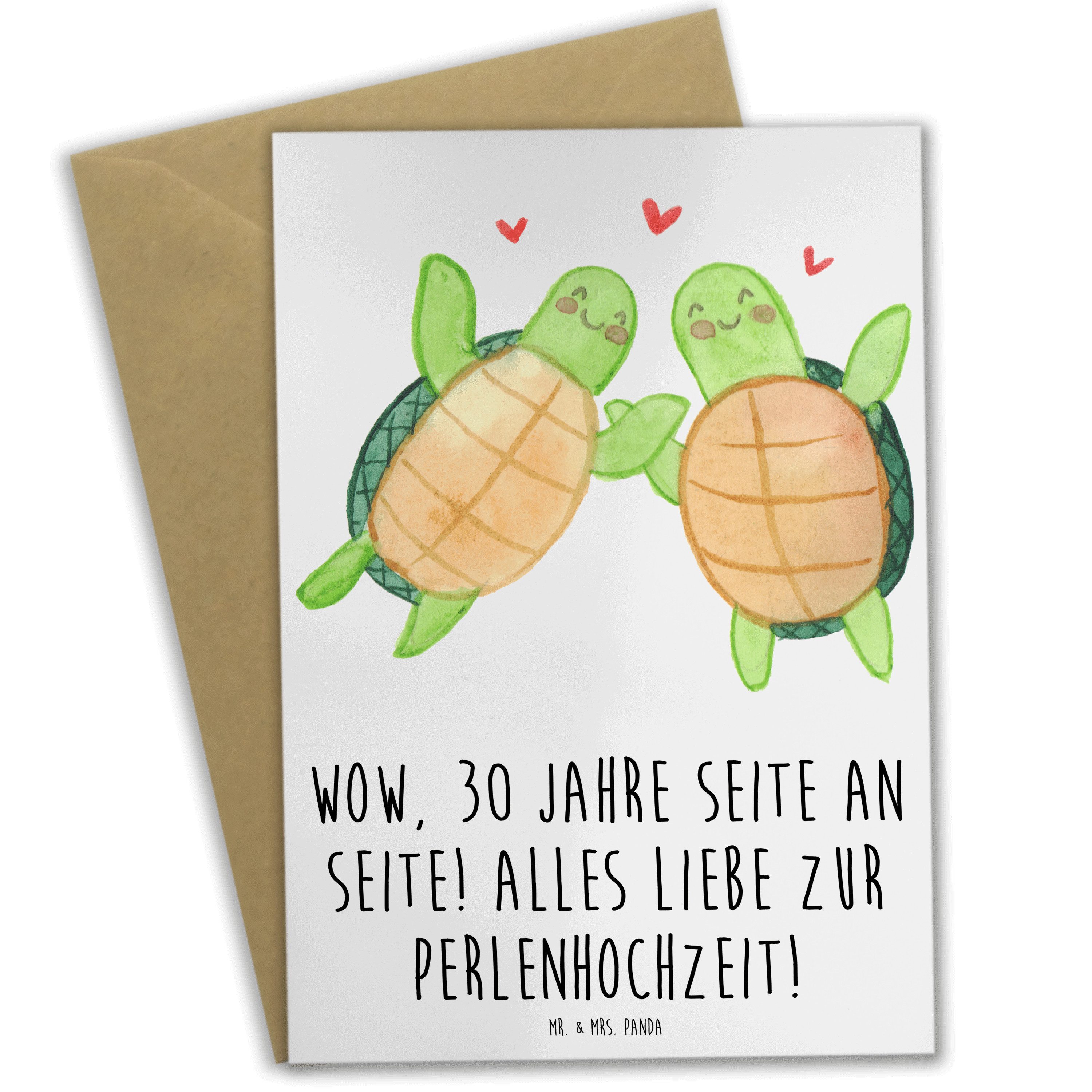 Grußkarte 30. Hochzeitstag Perlenhochzeit - Weiß - Geschenk, Ehejubiläum, anerk