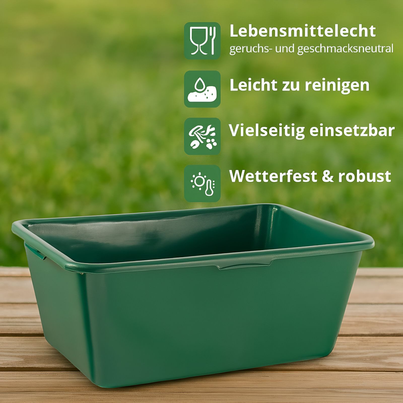 Teterower Kunststoffe GmbH & Co. KG Baueimer Jagdwanne Wildwanne 90/65/40 Liter Plastikwanne grün lebensmittelecht