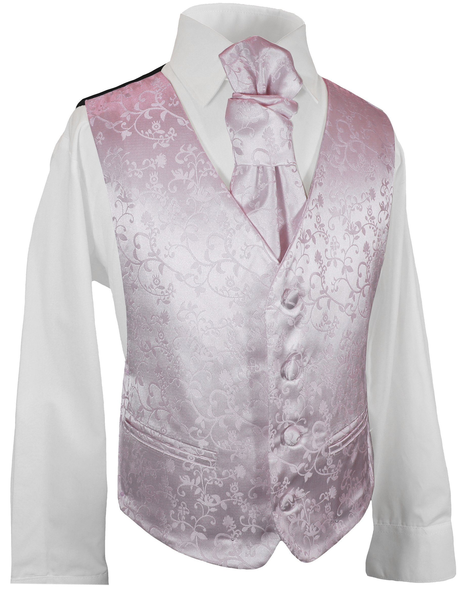 Paul Malone Anzugweste Festliche Kinderweste Jungenweste Kinder Anzug Weste (Set, 3-tlg., mit Weste, Hemd und Plastron) lila flieder KV93-Plastron