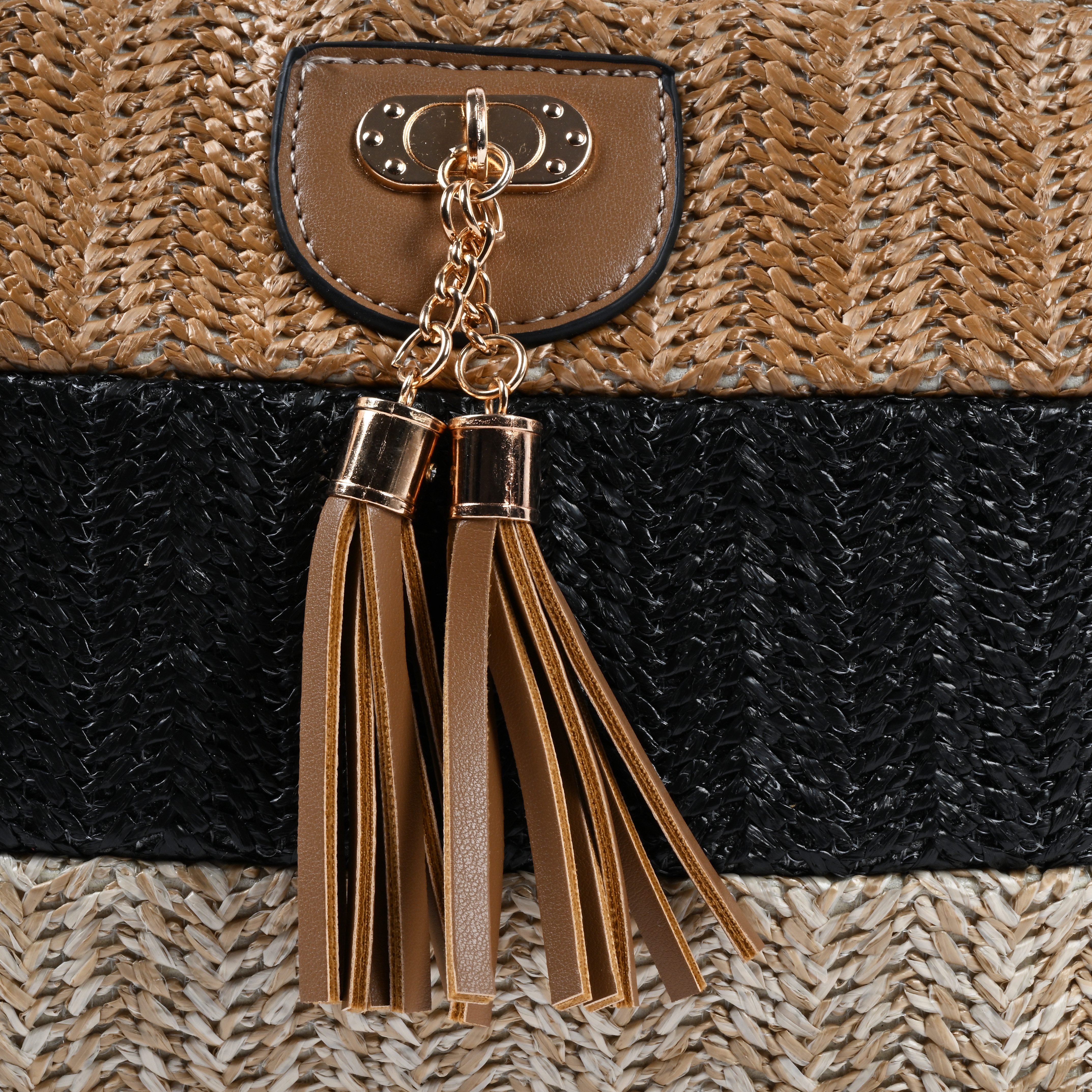 Goodman Design Handtasche Schultertasche mit Fransen – Raffia Look, Hochwertige Verarbeitung im robusten Raffia-Stil