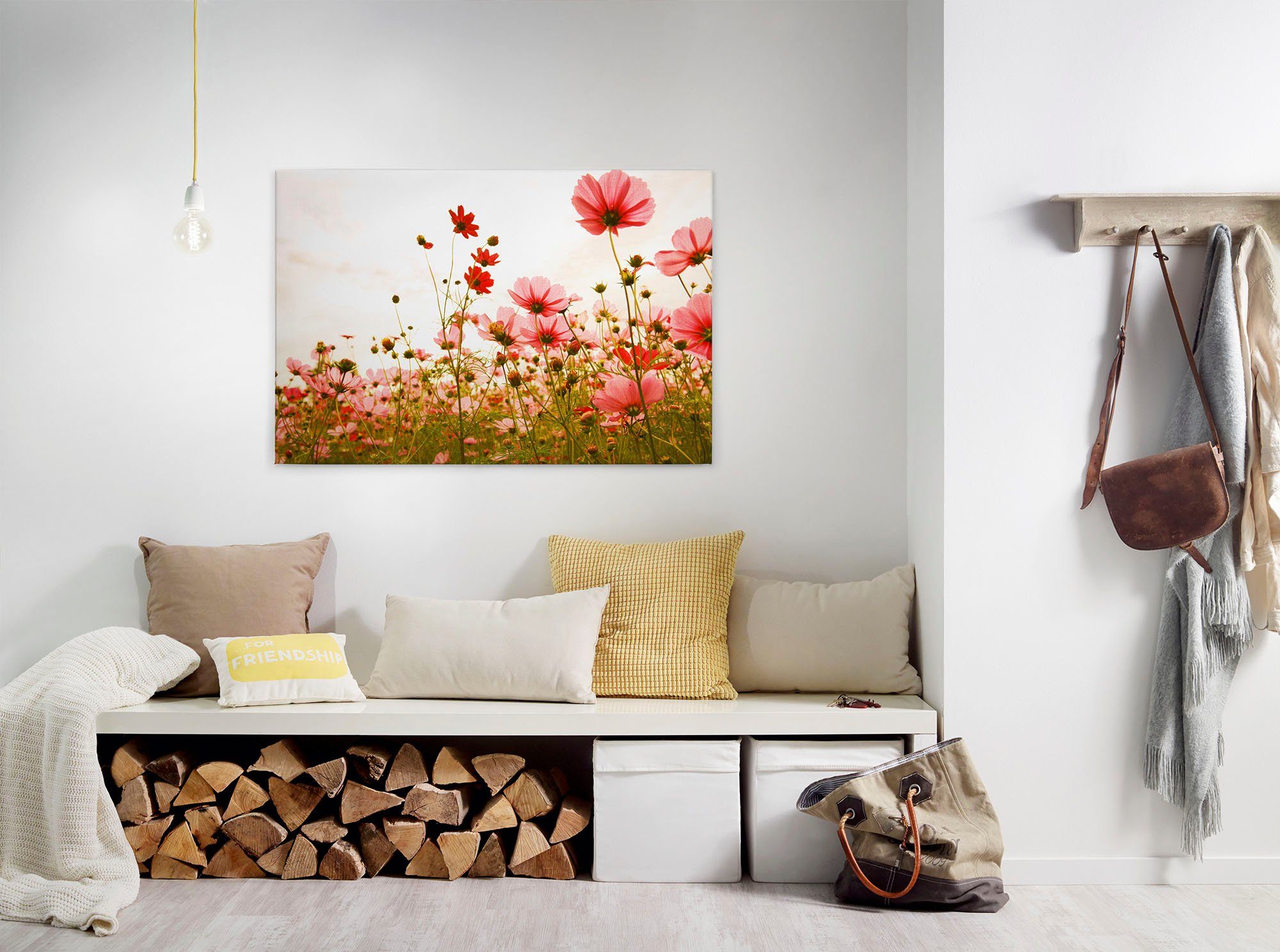 A.S. Création Leinwandbild Flower Meadow, Blumen, Kinder, Kunst (1 St), Mohnblume Keilrahmen Blumenwiese Leinwand-Bild Wohnzimmer modern Wand