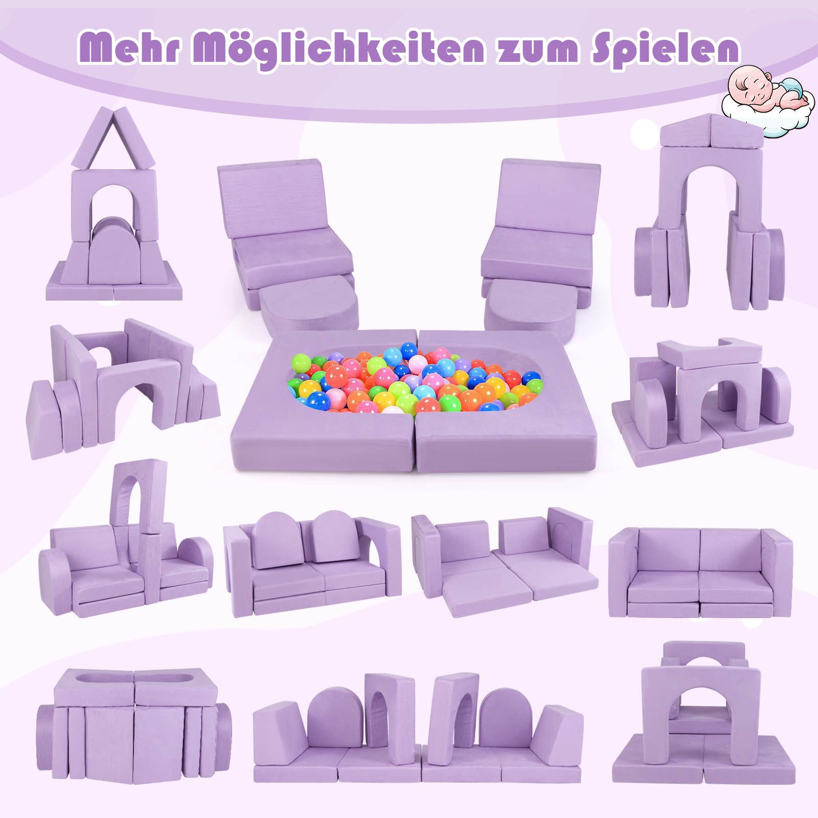 KOMFOTTEU Kindersofa, 8 Teile, Kinderspielsofa mit günstig online kaufen