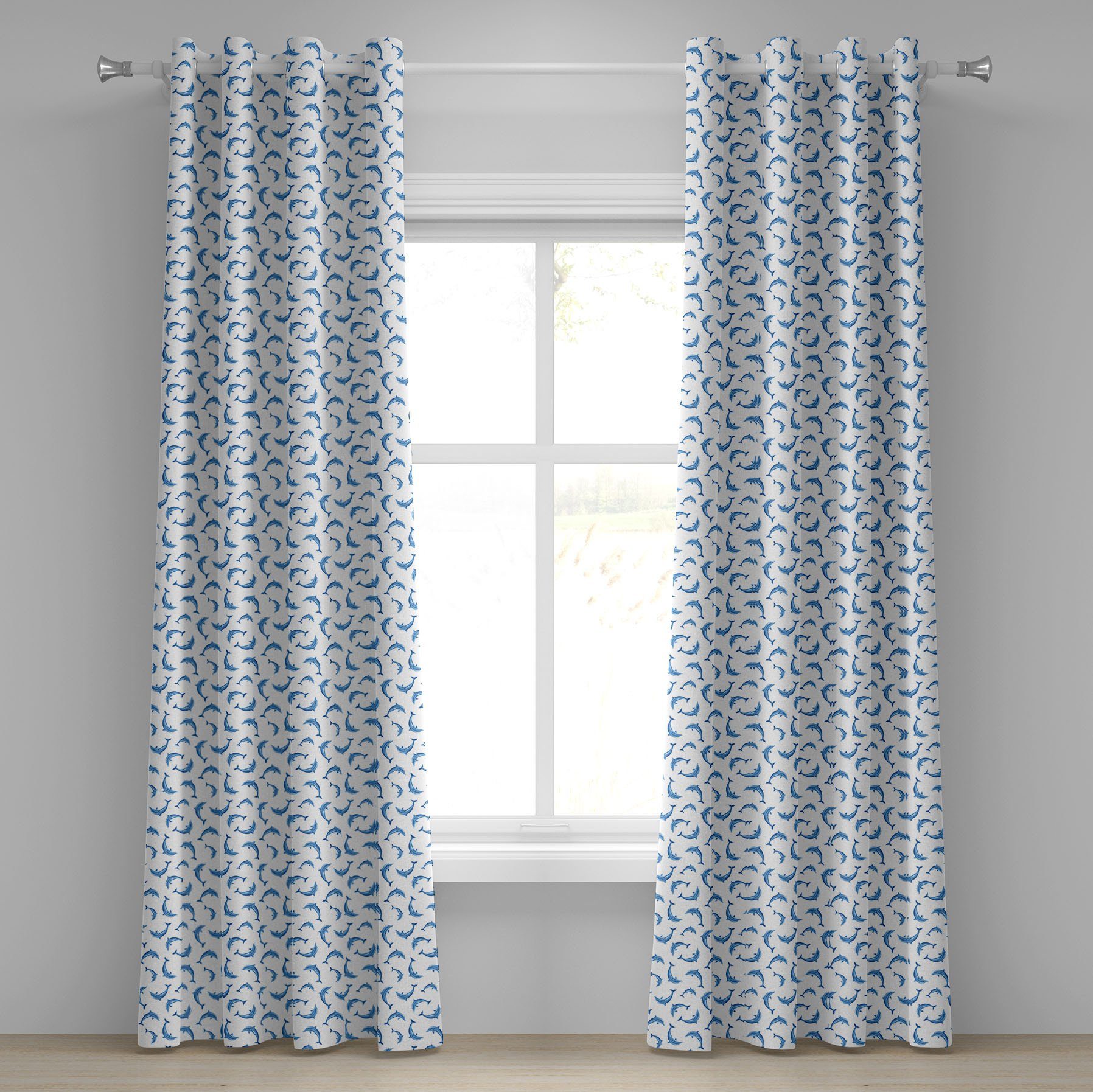 Gardine Dekorative 2-Panel-Fenstervorhänge für Schlafzimmer Wohnzimmer, Abakuhaus, Meerestiere Wildtiere unter dem Meer