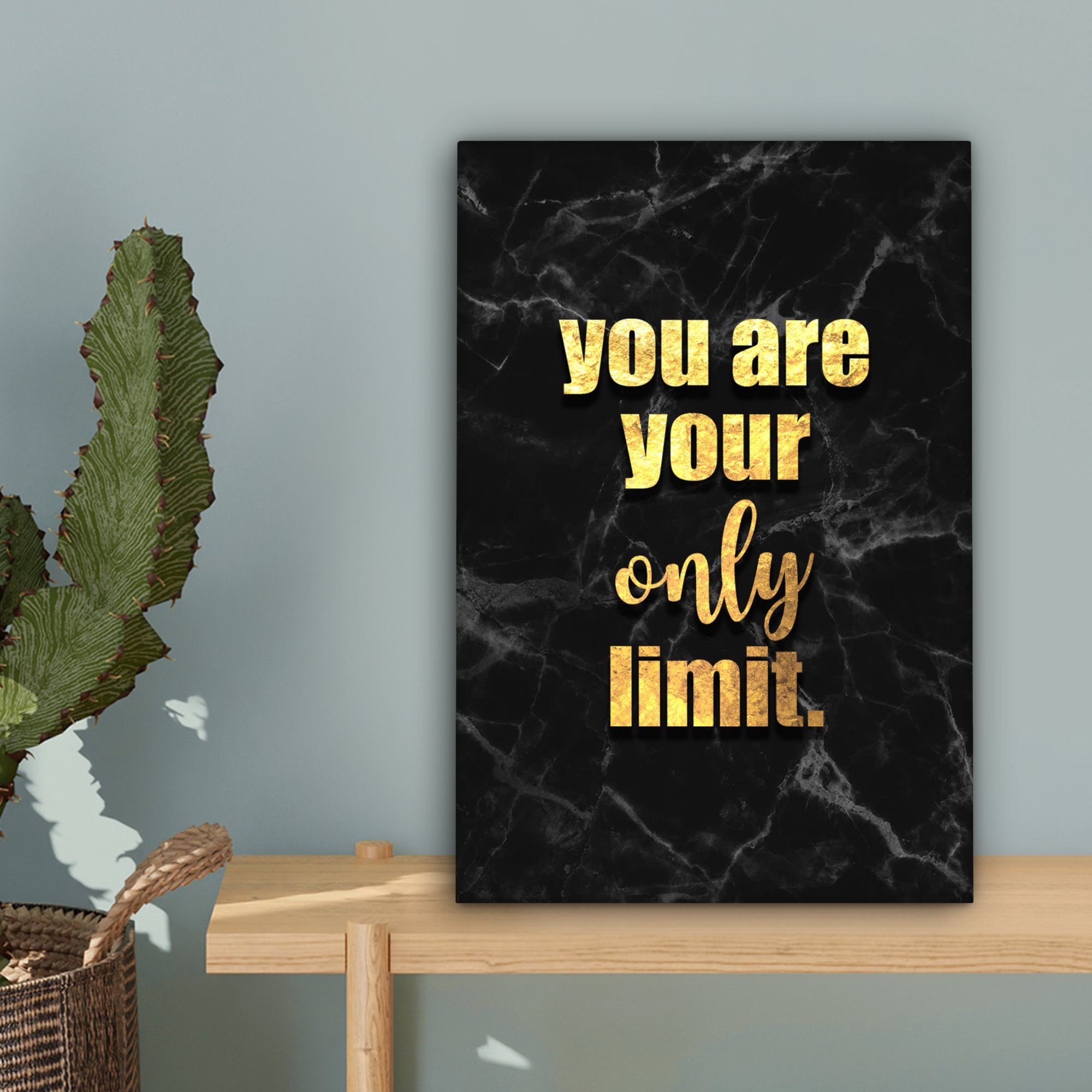 Gemälde, Gold Zackenaufhänger, Leinwandbild inkl. bespannt cm St), - (1 Leinwandbild Zitate OneMillionCanvasses® Marmor, fertig Motivation 20x30 - -