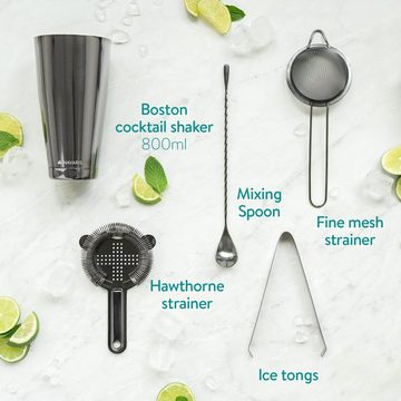 Navaris Cocktail Shaker, Edelstahl, Cocktailset Cocktailmixer - 11-teiliges Mixer Set