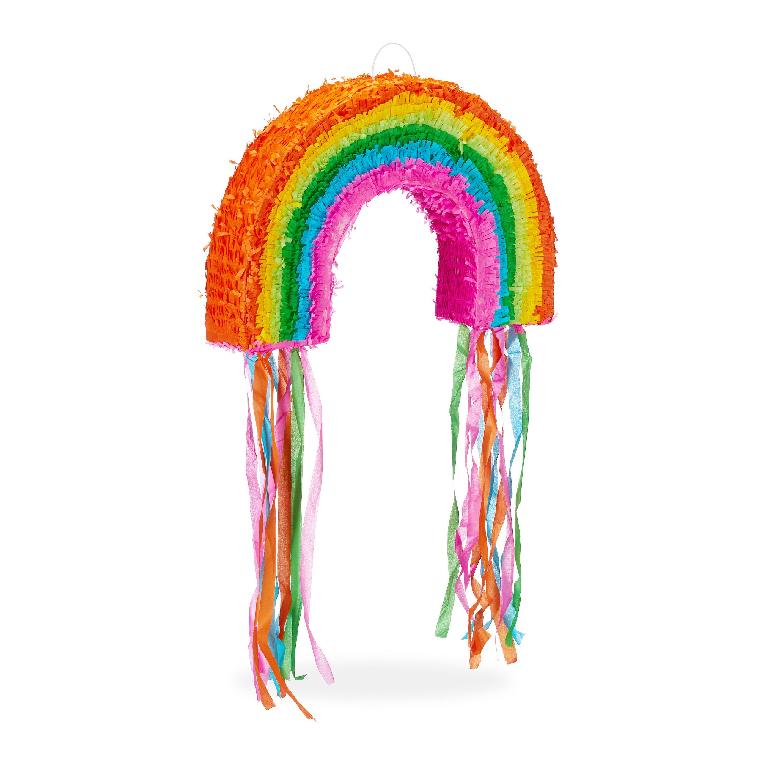 relaxdays Pinata 3-teiliges Pinata Set mit Regenbogen