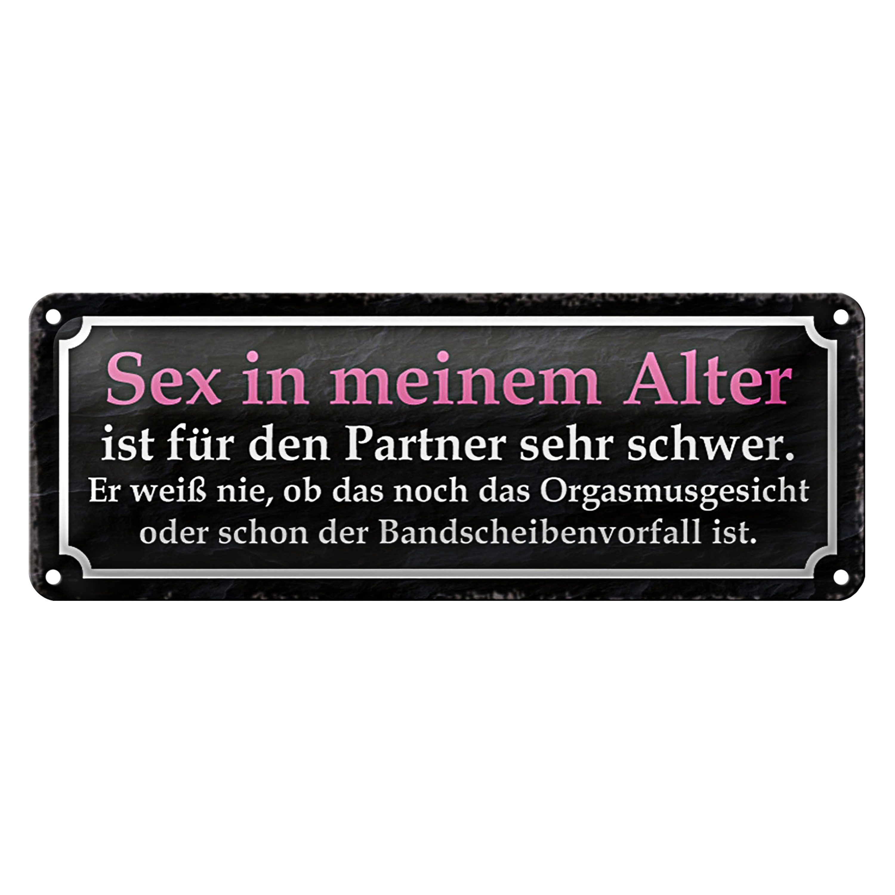 Roomando Metallschild Blechschild Spruch 27x10cm Sex im meinem Alter ist schwer Dekoration