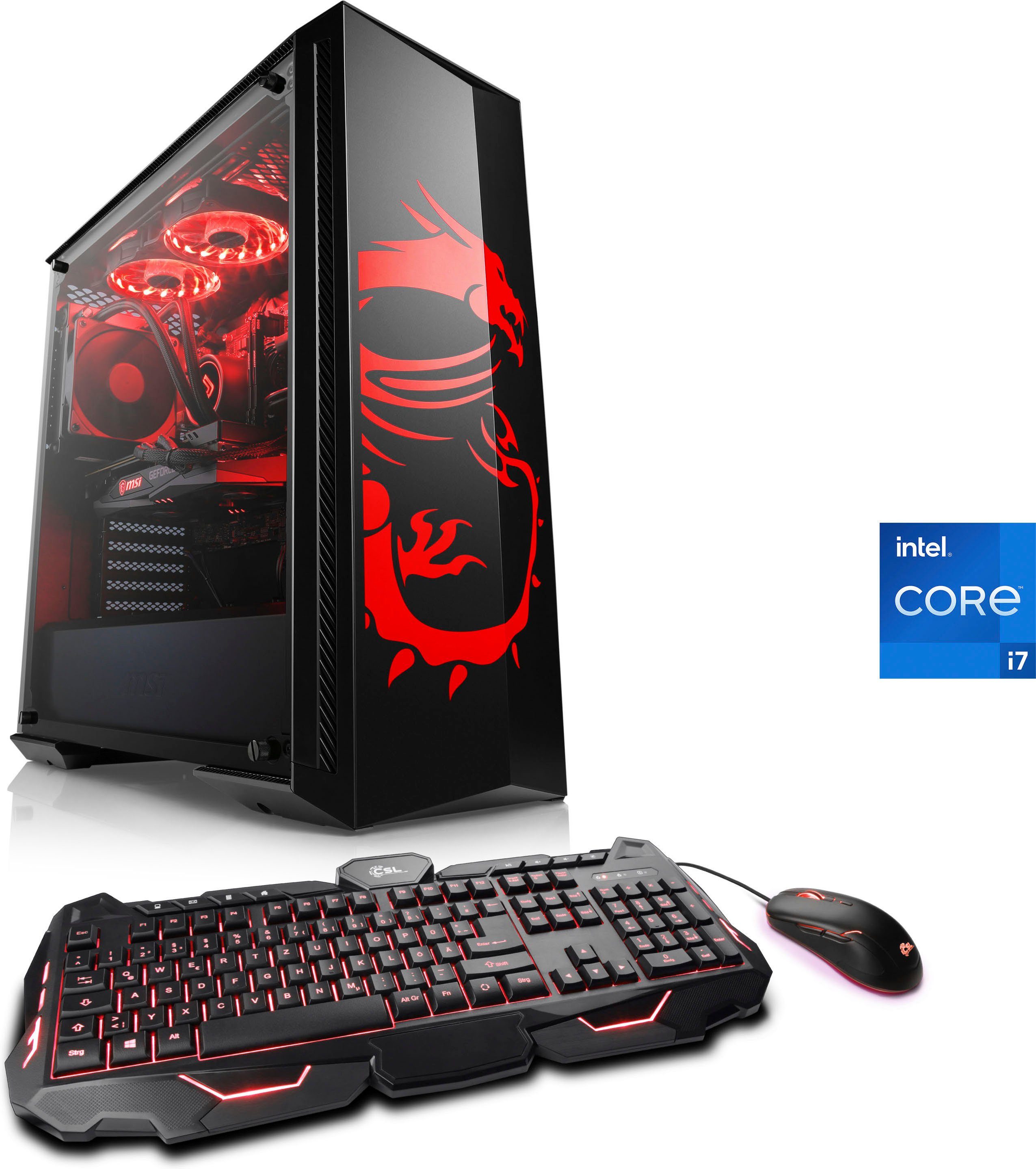 CSL HydroX V7110 MSI Dragon Advanced Edition Gaming-PC (Intel® Core i7 11700F, 16 GB RAM, 1000 GB HDD, 500 GB SSD, Wasserkühlung)