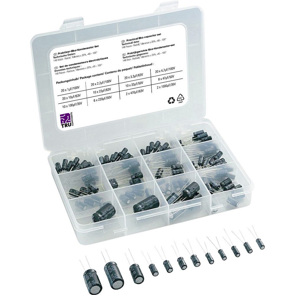 TRU COMPONENTS Kondensatsperre TRU COMPONENTS Elektrolyt-Kondensator radial bedrahtet 20 % 148 S