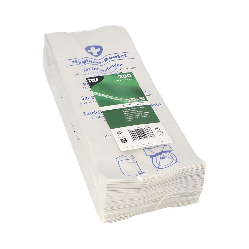 PAPSTAR Müllbeutel Hygienebeutel 28 cm x 11 cm x 5,5 cm weiss bedruckt 1000 Stk