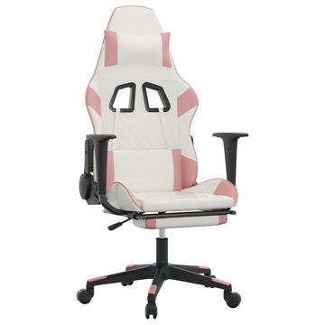 furnicato Gaming-Stuhl mit Fußstütze Weiß und Rosa Kunstleder (1 St)
