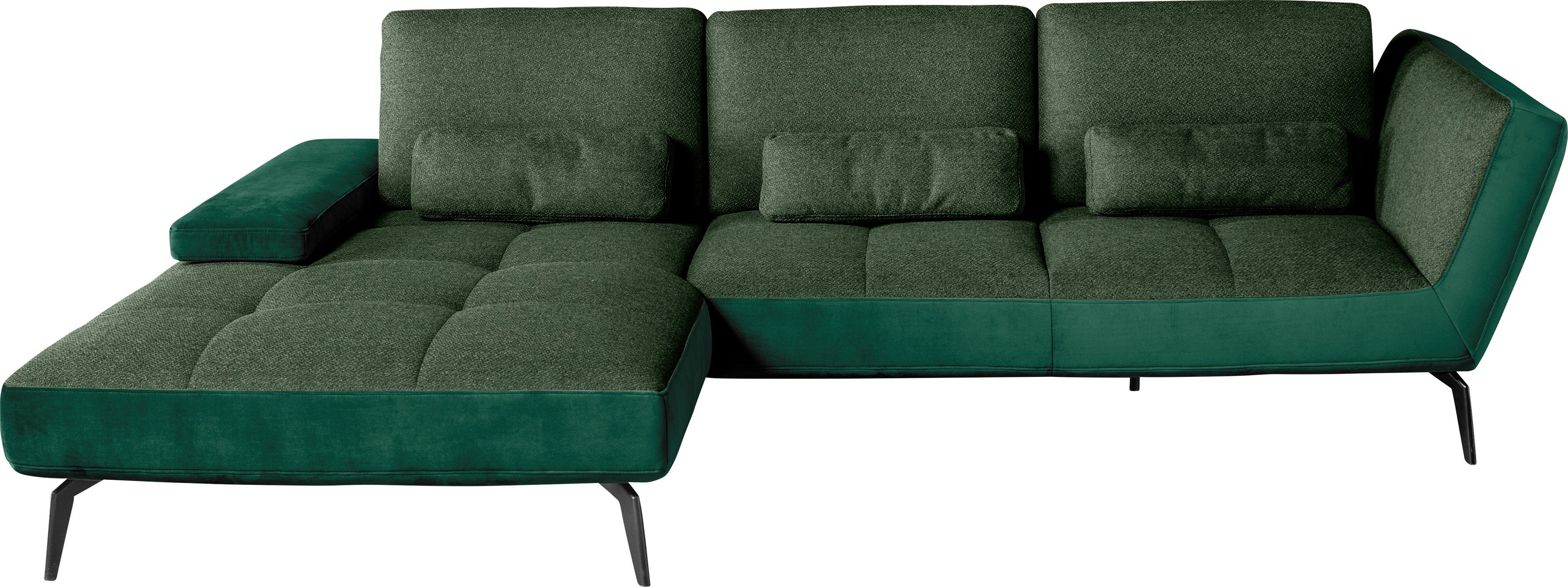 set one by Sitztiefenverstellung dunkelgrün162/dunkelgrün38 Ecksofa inklusive Musterring SO Nierenkissen und 4300