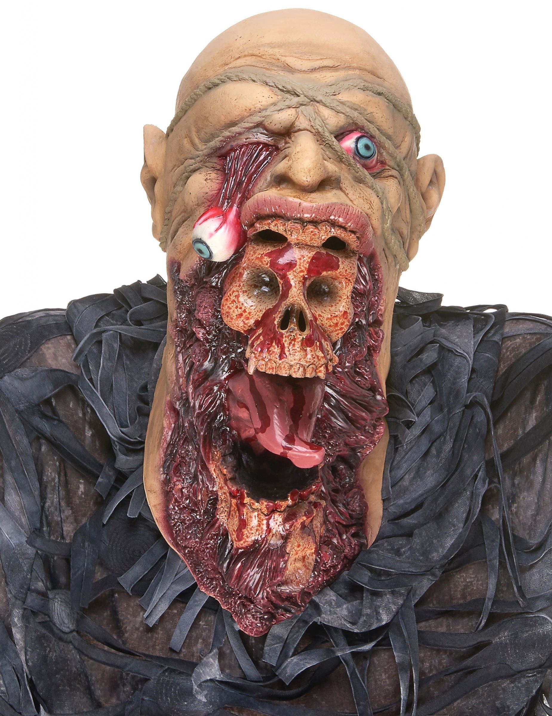 JADEO Kostüm Verschlingende Zombie-Maske mit Brustteilbeige/schwarz/rot