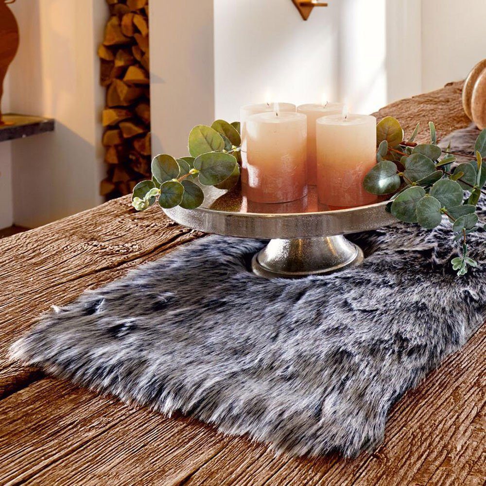 Home-trends24.de Tischläufer Felloptik Grau Schwarz Kunstfell Tischdeko Tis günstig online kaufen