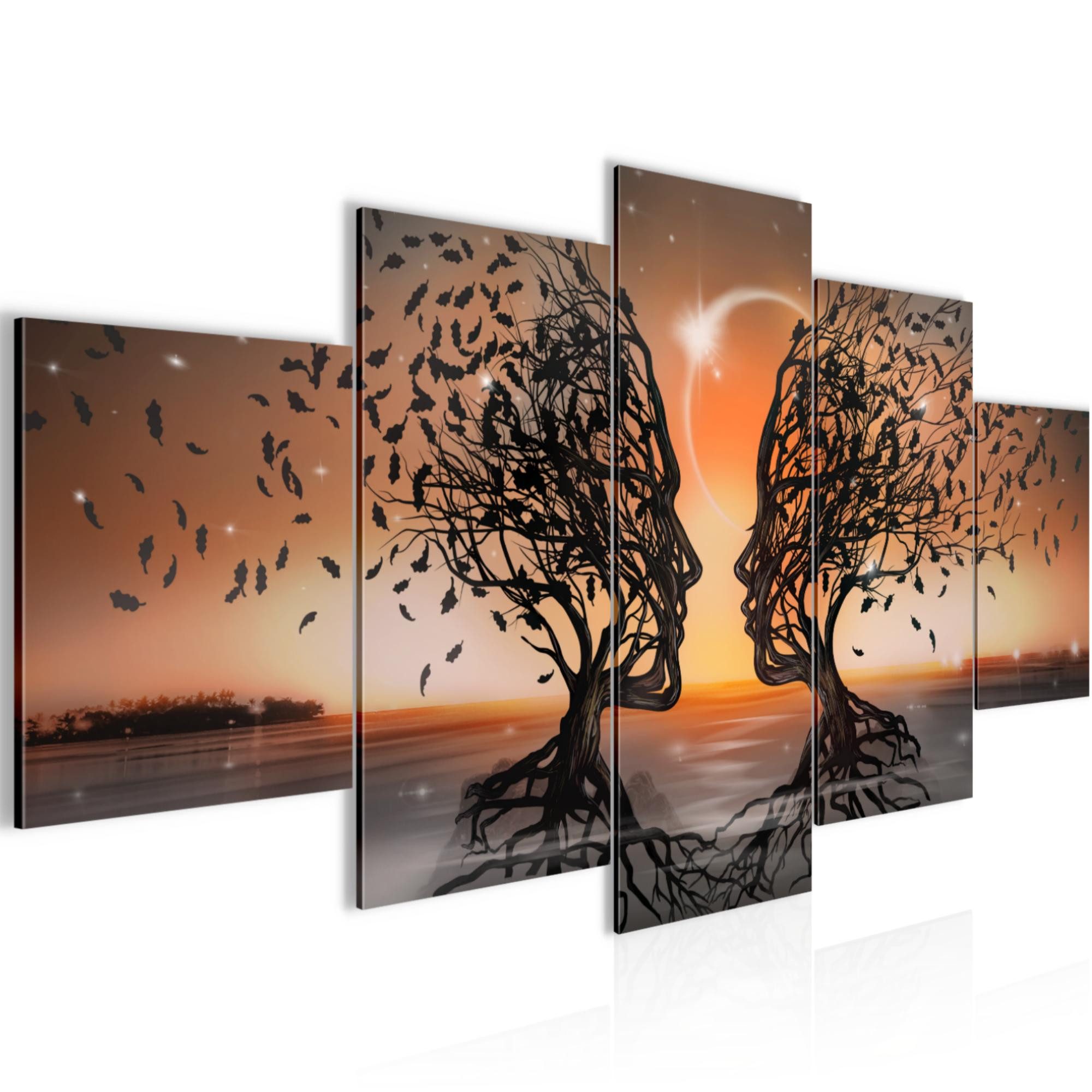 Runa Art Wandbild Wandbilder Wohnzimmer XXL Liebespaar Moderne Bilder 150 x 75 cm, (5 St)